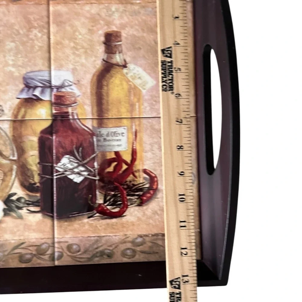 Unbranded Wooden Serving Tray Home OS Brown Excellent Tiled‎ Mediterranean Art